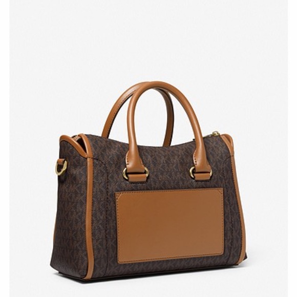 NWT - $726 MICHAEL KORS CARINE LARGE LOGO SIGNATURE SATCHEL + MATCHING WALLET - Picture 3 of 9